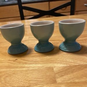 Set of 3 Le Creuset Egg Cups in Cool Mint - NEVER USED